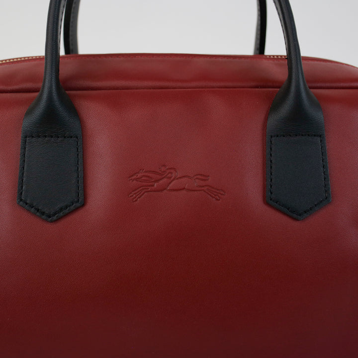 Longchamp Burgundy Leather Top Handle Bag