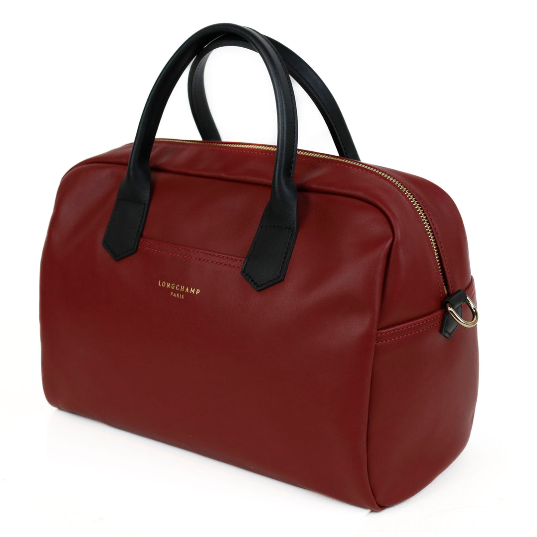 Longchamp Burgundy Leather Top Handle Bag