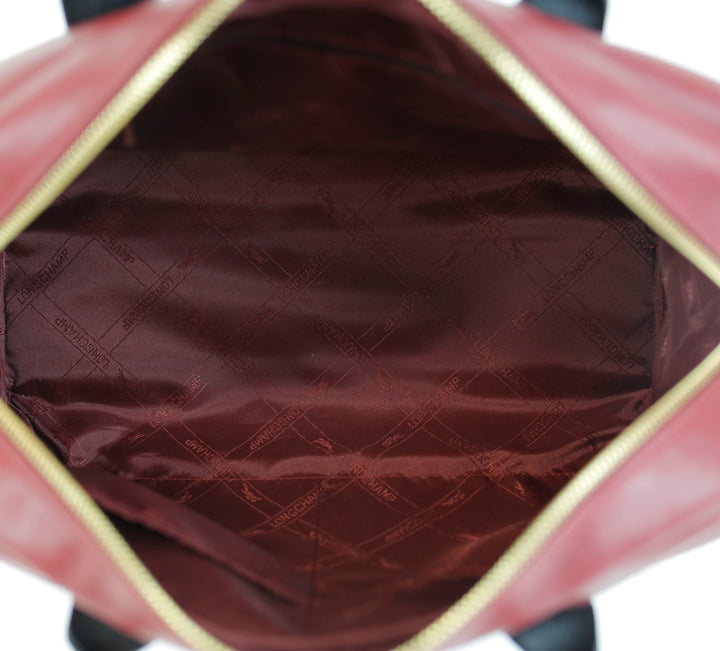 Longchamp Burgundy Leather Top Handle Bag