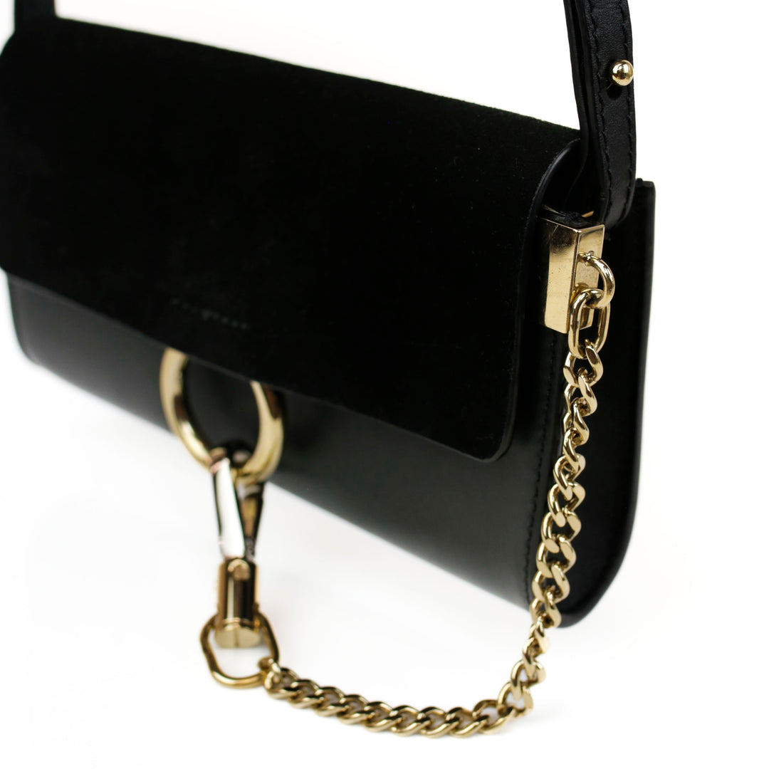 Chloé Black Leather Faye Wallet On Strap