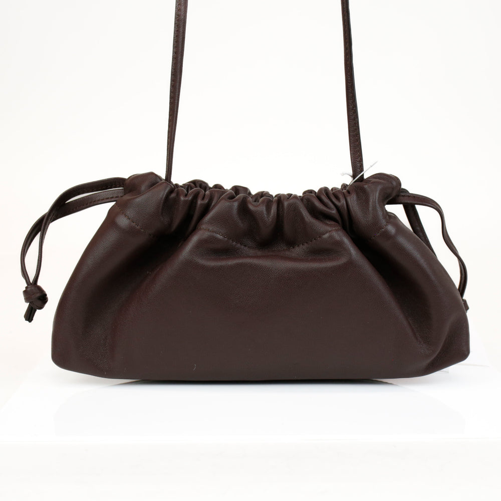 Studio Amelia Chocolate Leather Mini Drawstring Bag