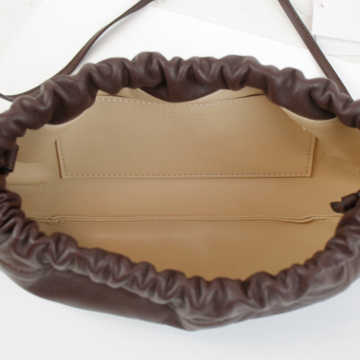 Studio Amelia Chocolate Leather Mini Drawstring Bag