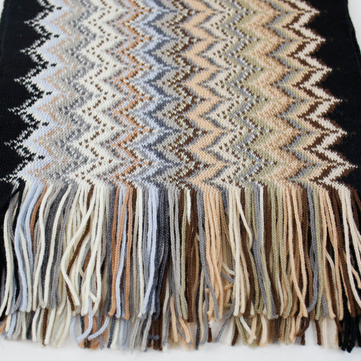 Missoni Black & Gray Chevron Knit Scarf
