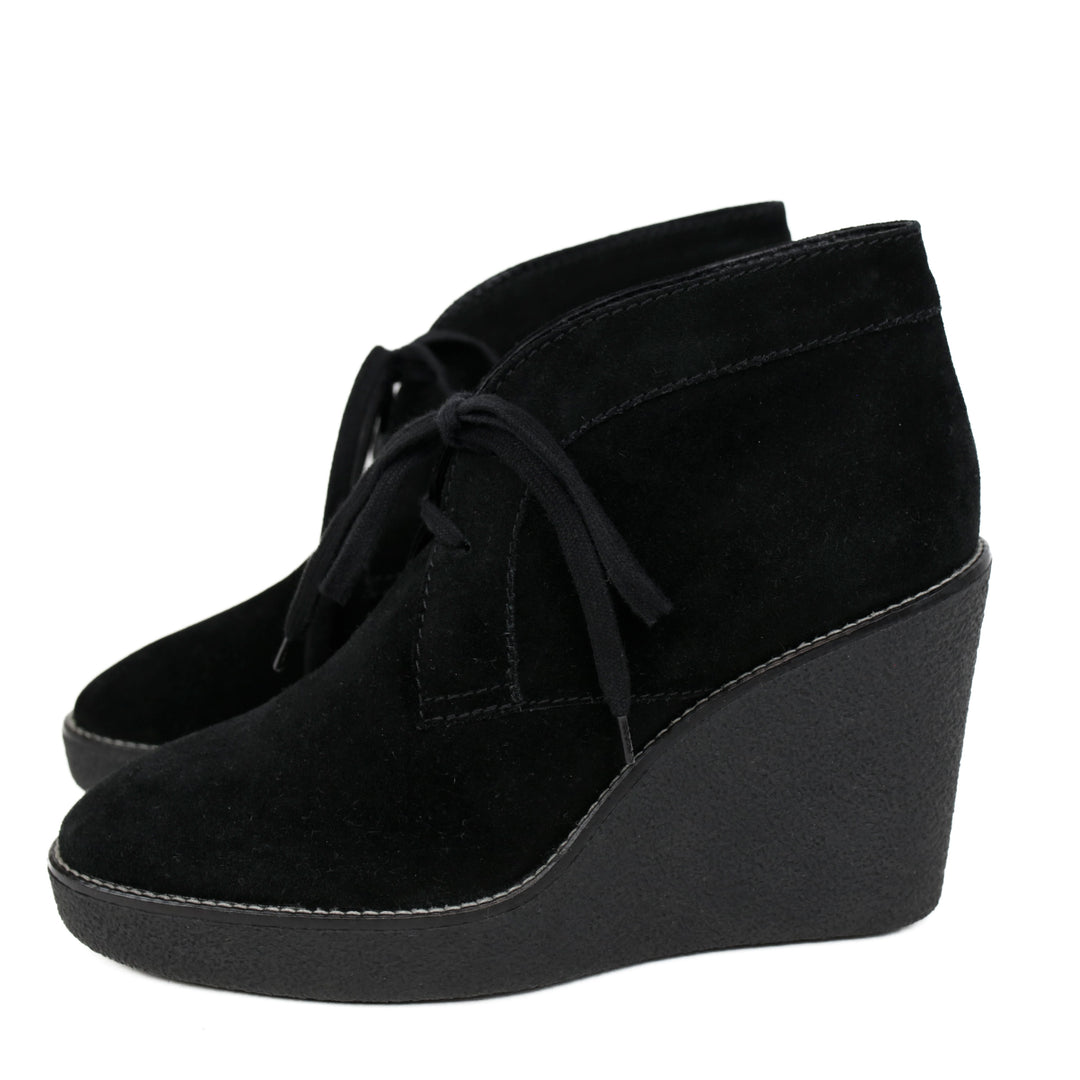 Aquatalia Black Suede Wedge Ankle Boots