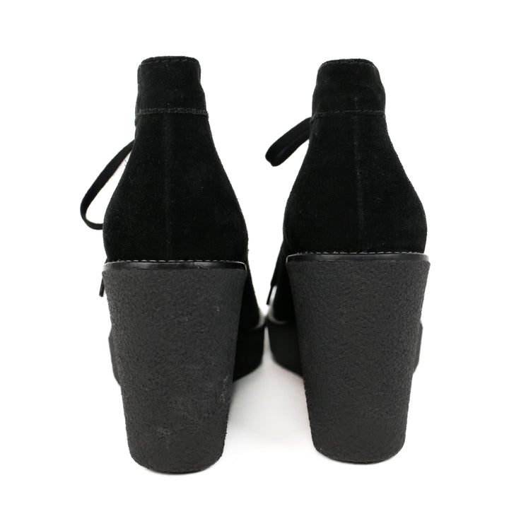 Aquatalia Black Suede Wedge Ankle Boots