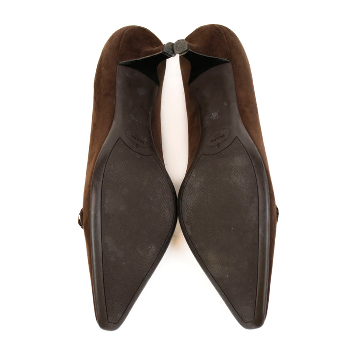 Prada Brown Suede Kitten Heel Pumps