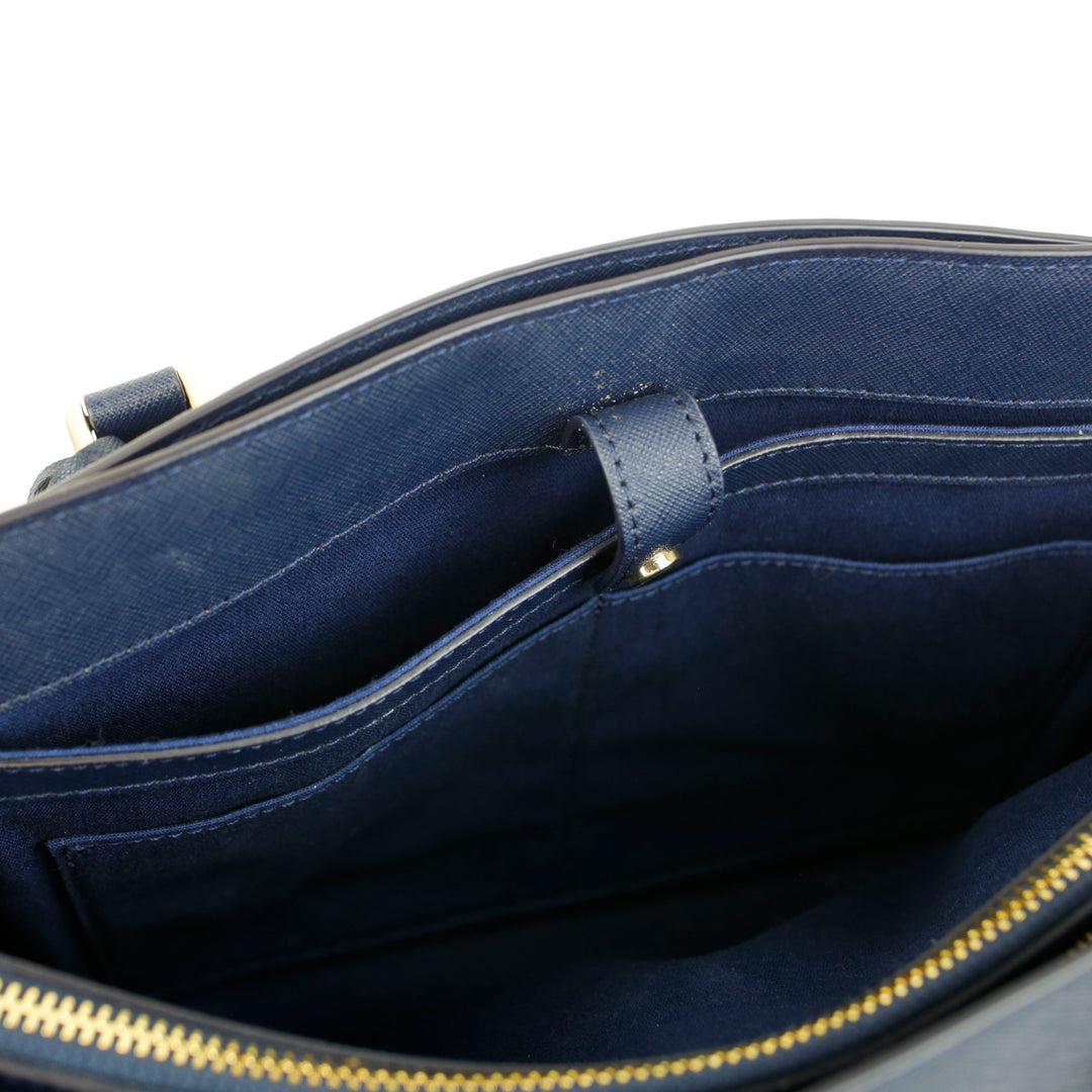 Tory Burch Navy Saffiano Leather Tote Bag