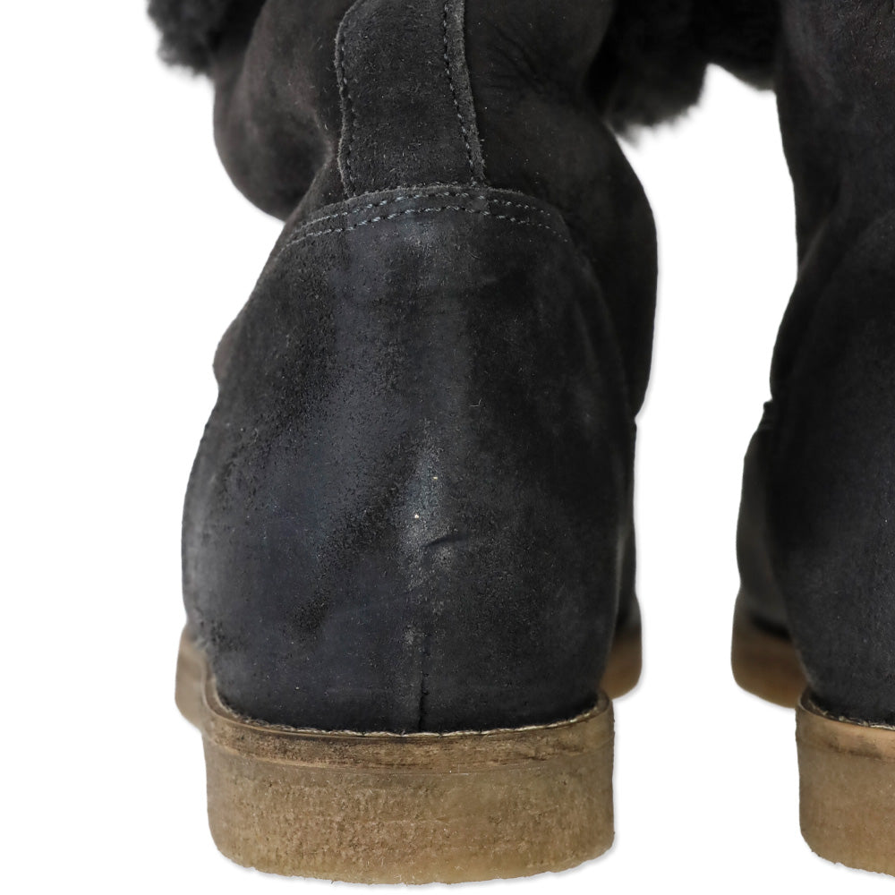 Nuova Grey Suede Shearling Cuffed Ankle Boot