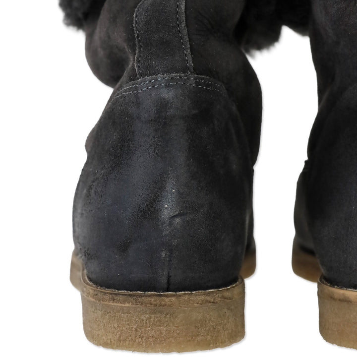 Nuova Grey Suede Shearling Cuffed Ankle Boot