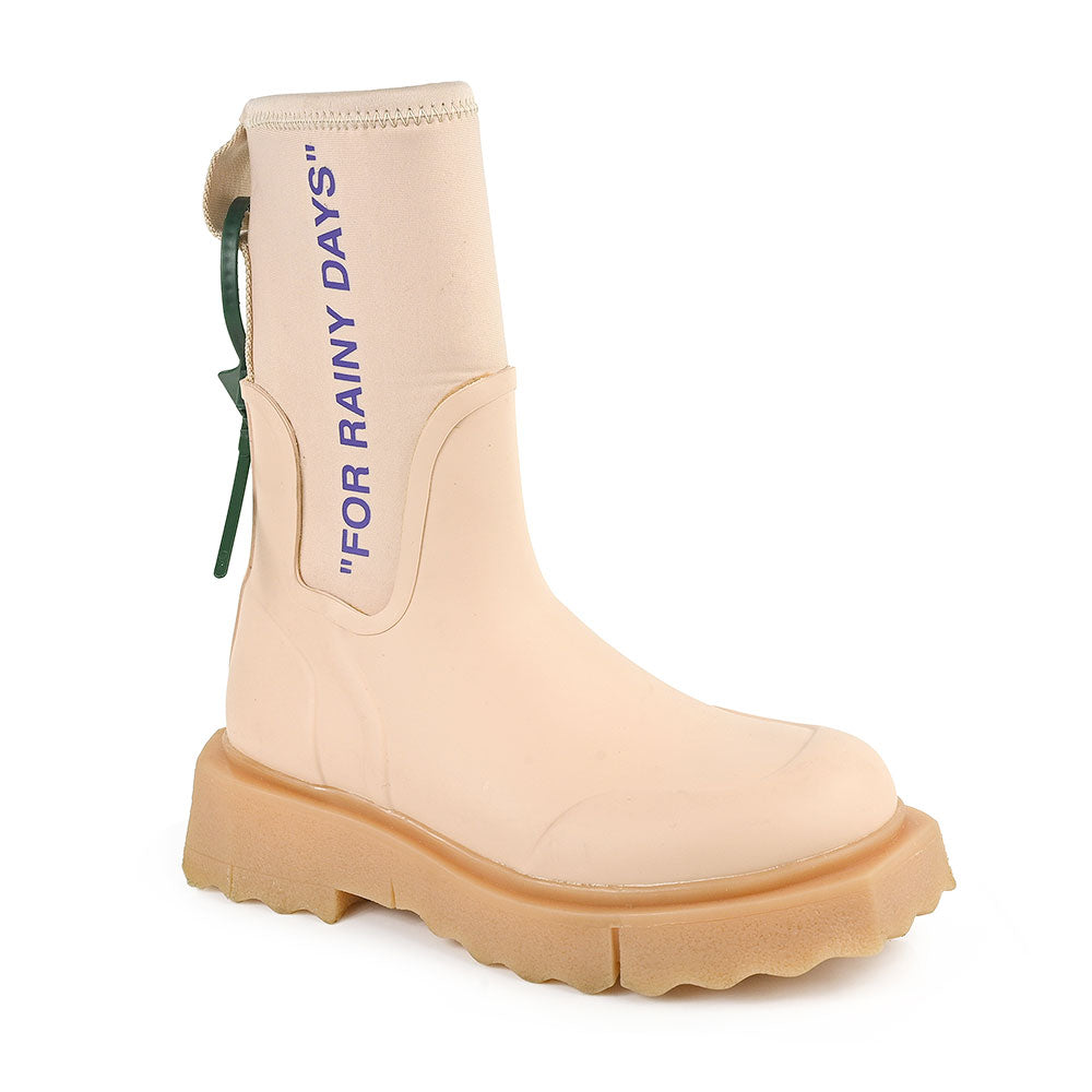 Off-White Nude Sponge 'For Rainy Days' Rain Boots