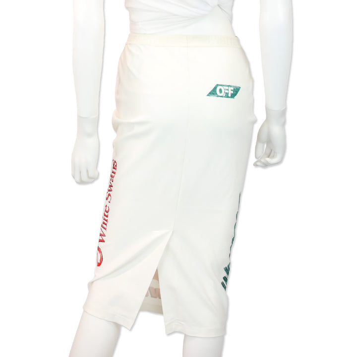 Off-White White Swans Logo Print Sporty Midi Skirt