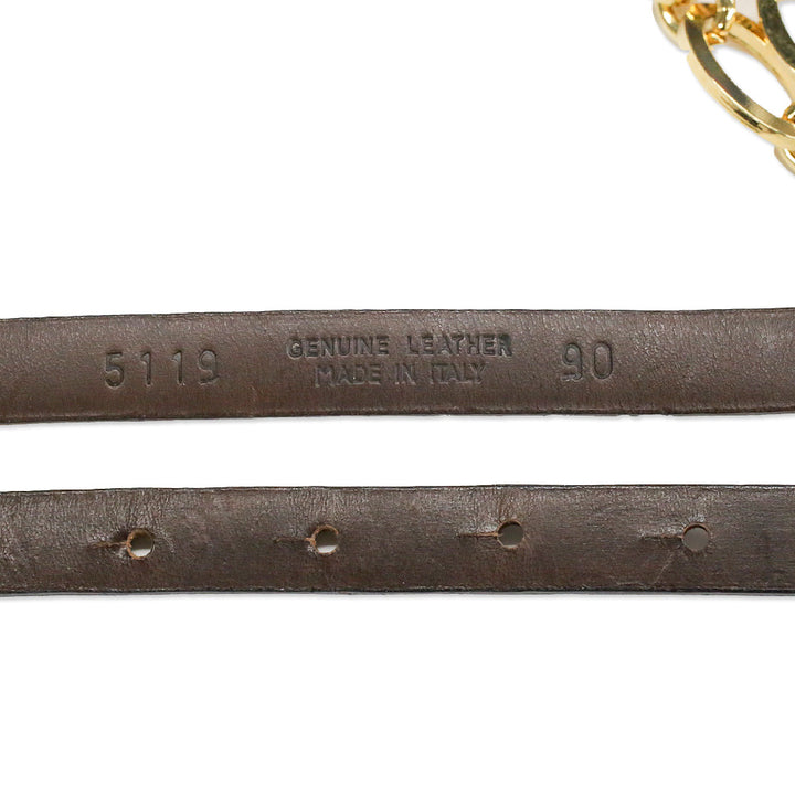 Orciani Brown Croc-Embossed Leather Gold Chain Belt