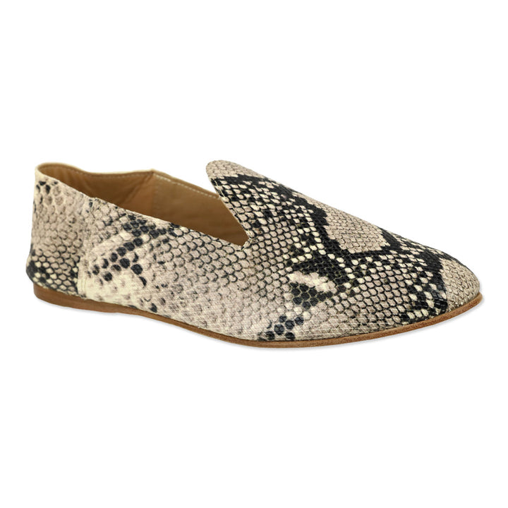 Osay La Babouche Snakeskin Embossed Leather Slide Loafer
