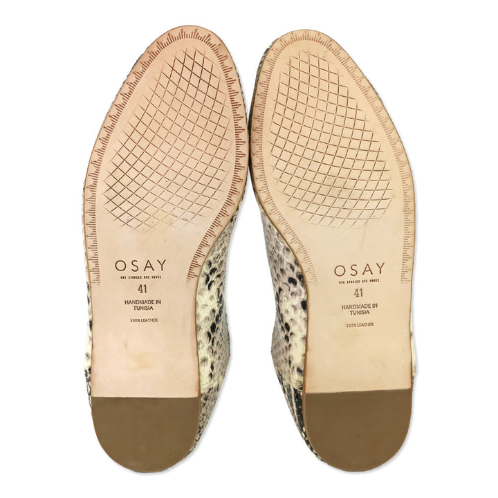 Osay La Babouche Snakeskin Embossed Leather Slide Loafer
