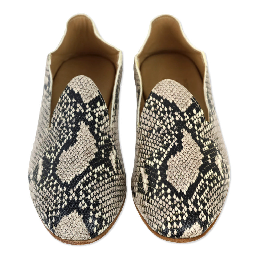 Osay La Babouche Snakeskin Embossed Leather Slide Loafer