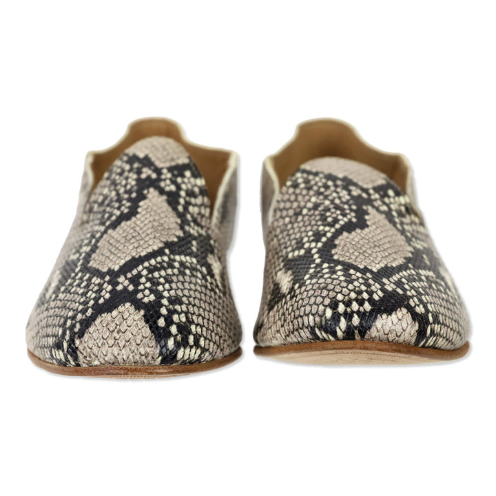 Osay La Babouche Snakeskin Embossed Leather Slide Loafer