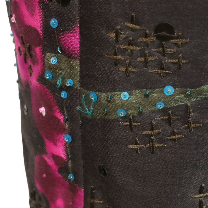Oscar de la Renta 2008 Fall RTW Brown/Pink Sequin Embroidered High Neck Midi Dress
