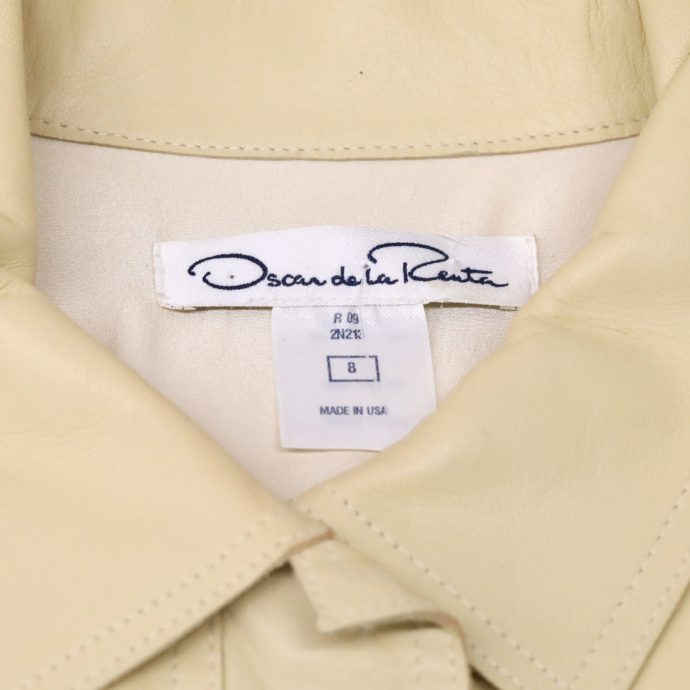 Oscar de la Renta Beige Leather Zip Coat Mini Dress