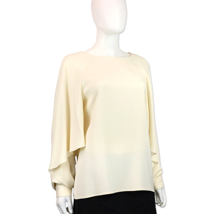 Oscar de la Renta Cream Tulip Sleeve Blouse