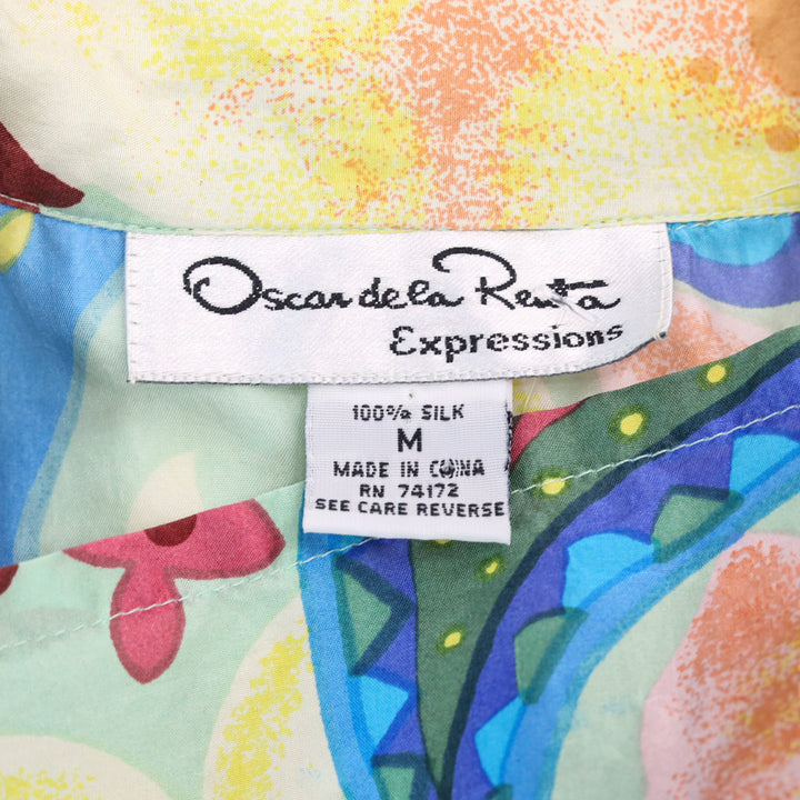 Oscar de la Renta Expressions Paisley Multicolor Silk Sleeveless Button-Up Shirt