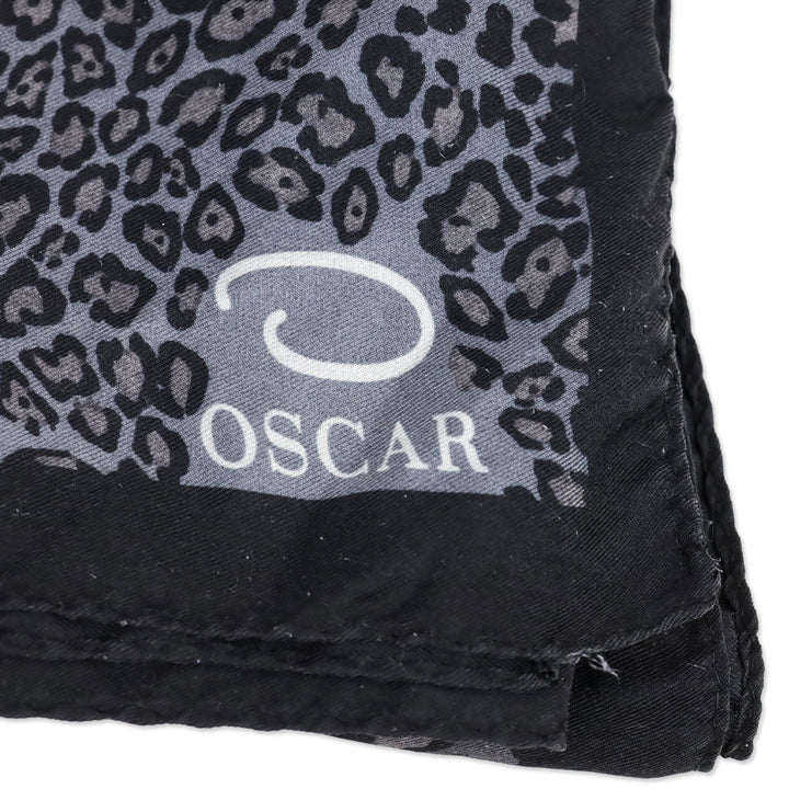 Oscar de la Renta Grey Leopard Print Silk Scarf