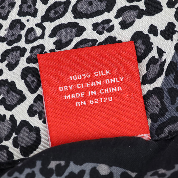 Oscar de la Renta Grey Leopard Print Silk Scarf