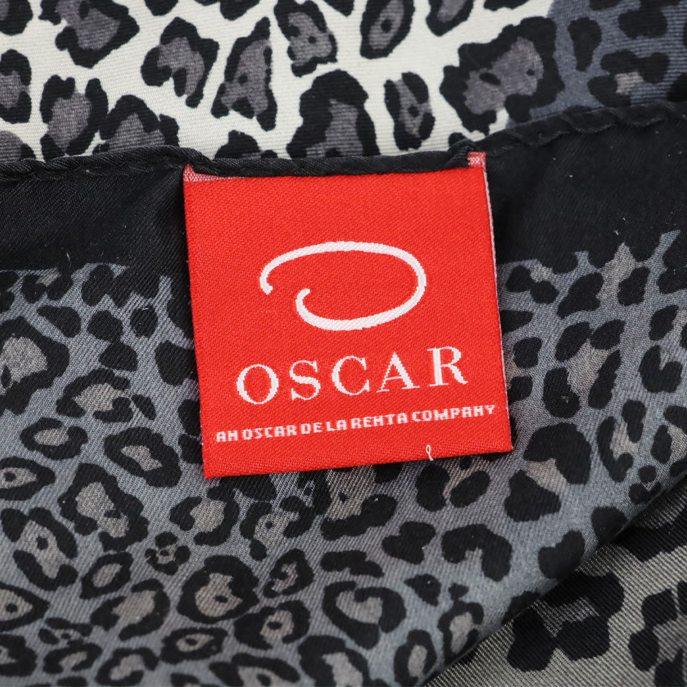 Oscar de la Renta Grey Leopard Print Silk Scarf