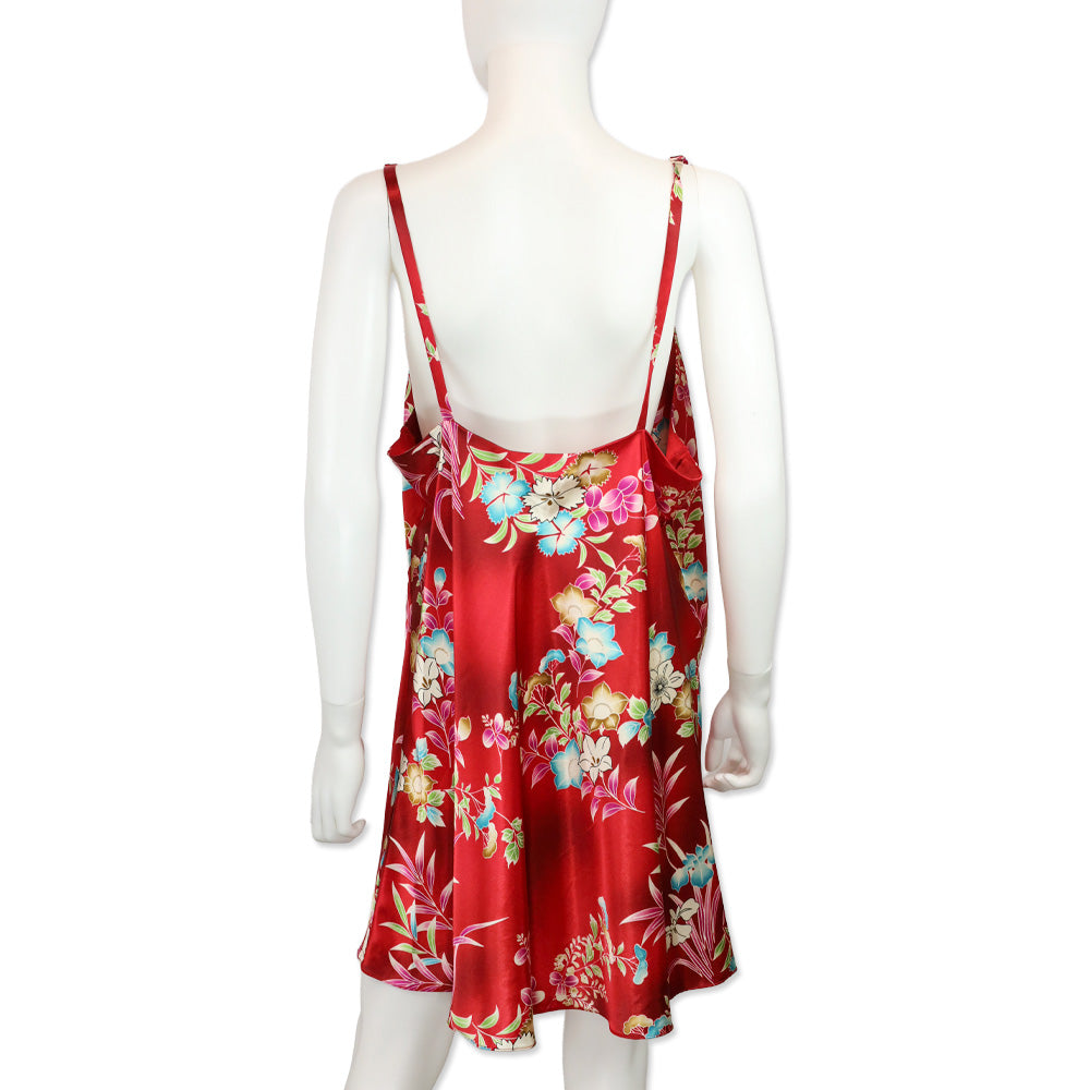 Oscar de la Renta Pink Label Red Floral Print Sleeveless Slip Midi Dress