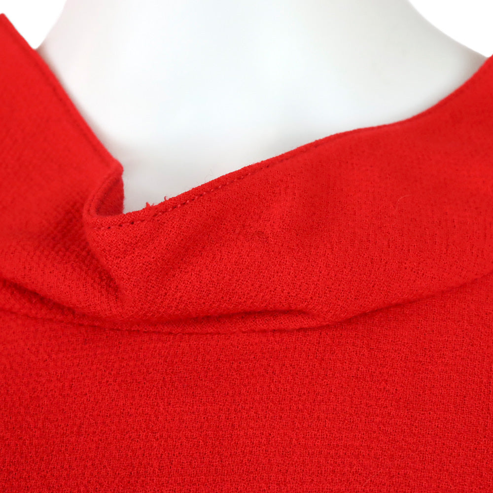Oscar de la Renta Red Wool Bateau Midi Dress