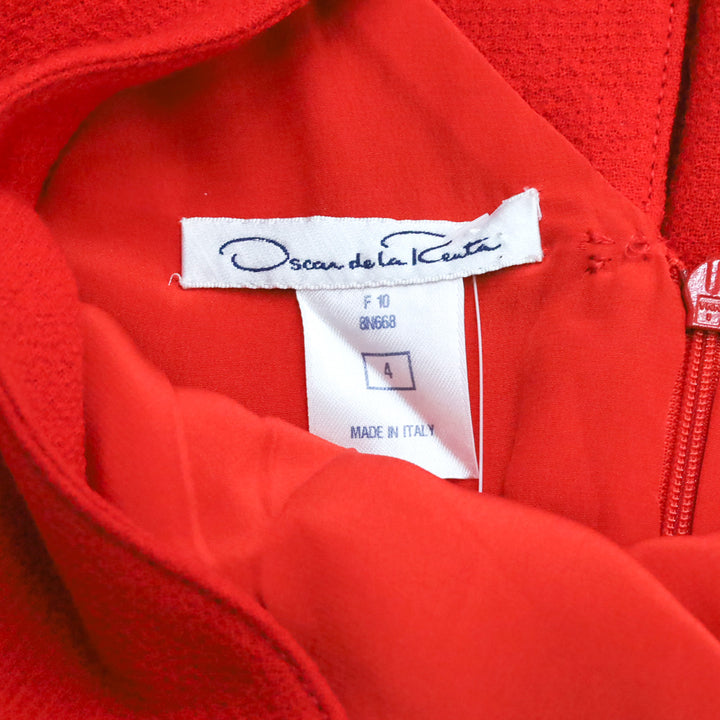 Oscar de la Renta Red Wool Bateau Midi Dress