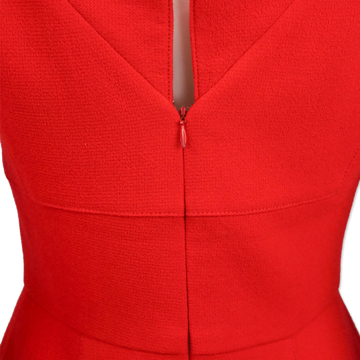 Oscar de la Renta Red Wool Bateau Midi Dress