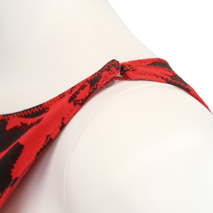 Oscar de la Renta Red/Black Floral Print Sleeveless Peplum Tail Dress
