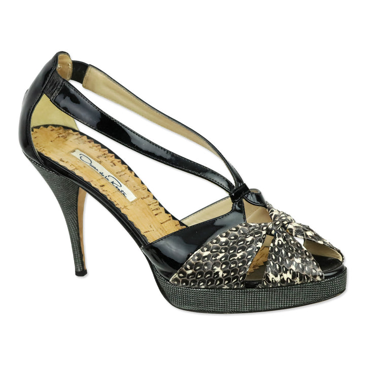 Oscar de la Renta Tri-Leather Platform Sandal