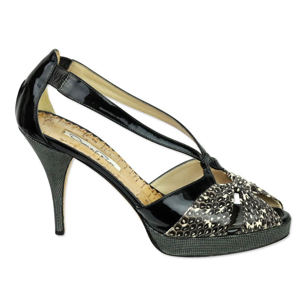 Oscar de la Renta Tri-Leather Platform Sandal
