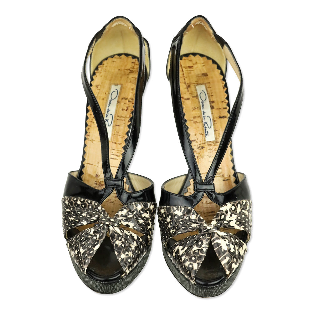 Oscar de la Renta Tri-Leather Platform Sandal