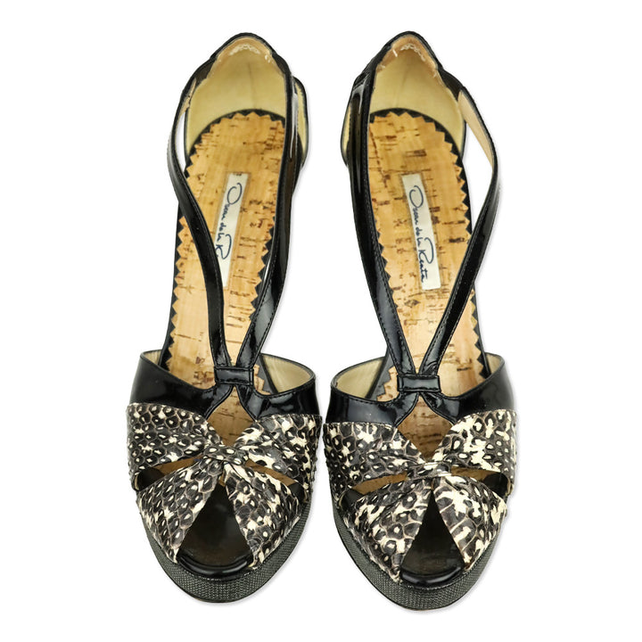 Oscar de la Renta Tri-Leather Platform Sandal