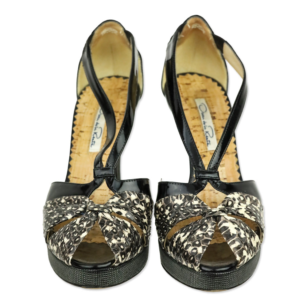 Oscar de la Renta Tri-Leather Platform Sandal