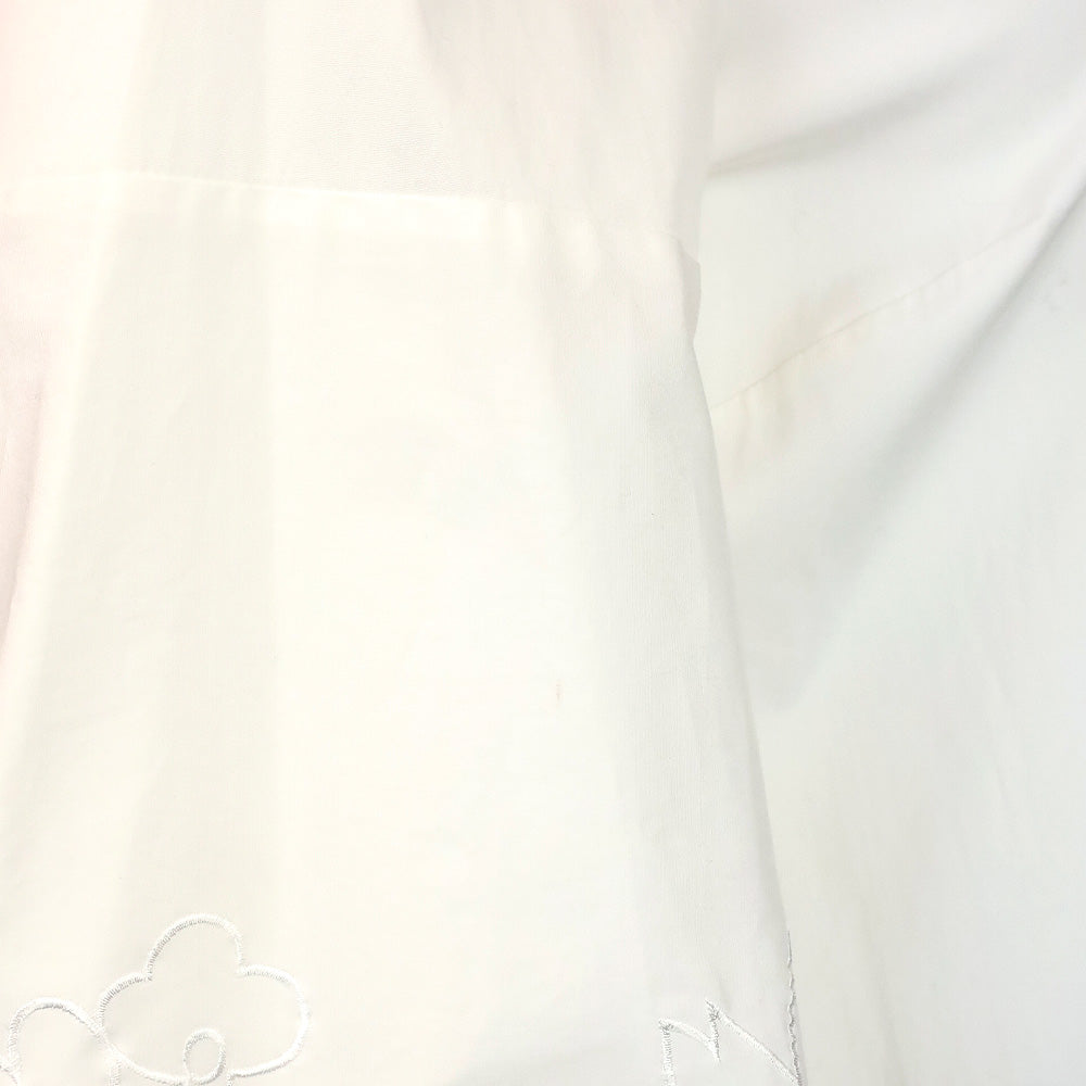 Oscar de la Renta White Floral Cutout Flare Sleeve Button-Up Shirt