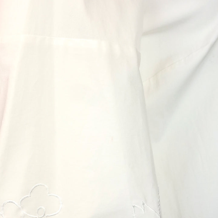 Oscar de la Renta White Floral Cutout Flare Sleeve Button-Up Shirt
