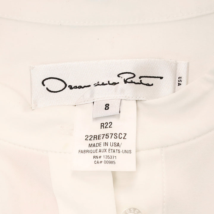 Oscar de la Renta White Floral Cutout Flare Sleeve Button-Up Shirt
