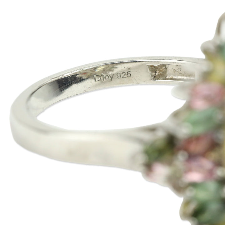 Ouro Verde Quartz and Multi-Tourmaline Ring in Platinum over Sterling Silver
