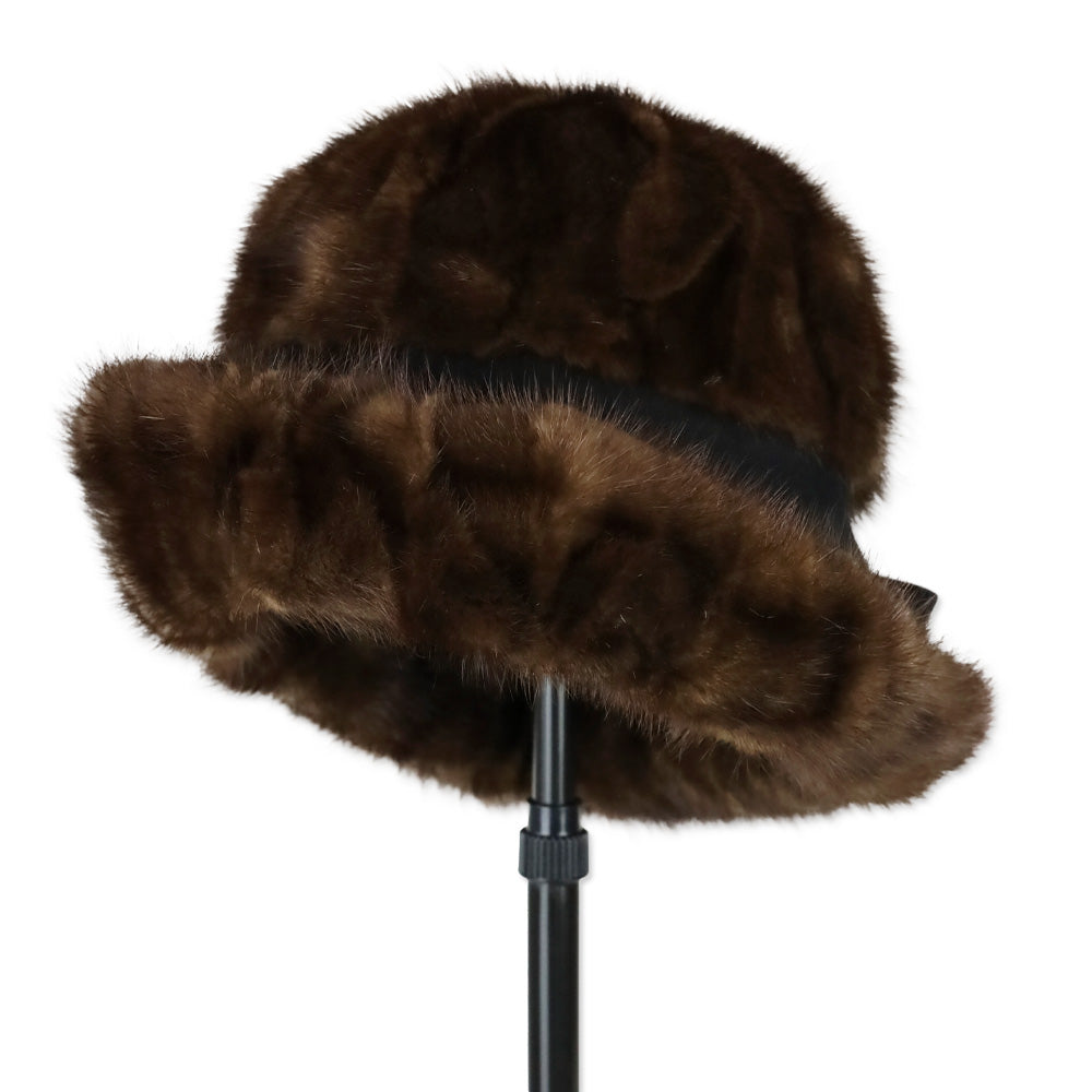 Oval Room Vintage Mink Fur Hat with Bow Accent