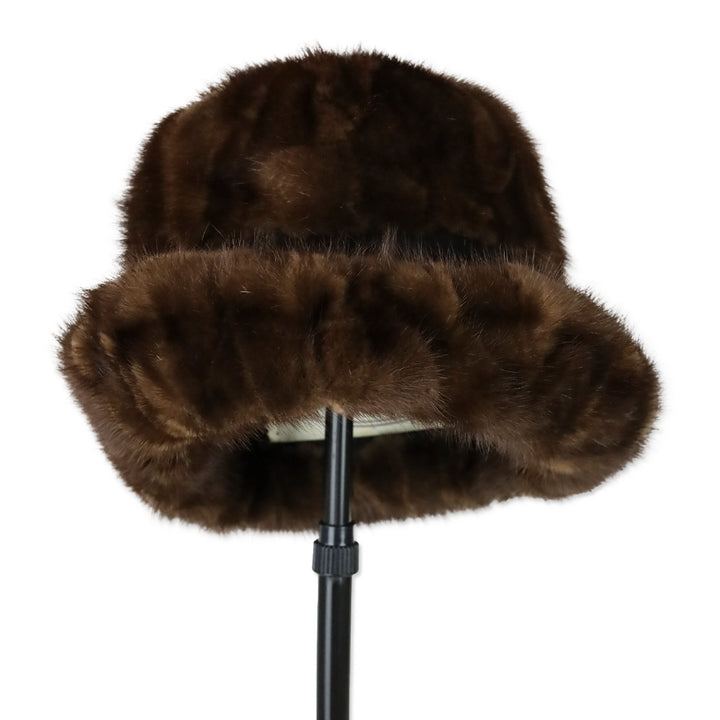 Oval Room Vintage Mink Fur Hat with Bow Accent
