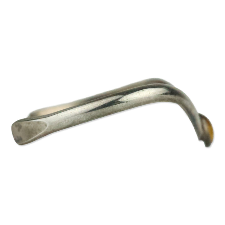 Oval Tigers Eye Sterling Silver Wave Cuff