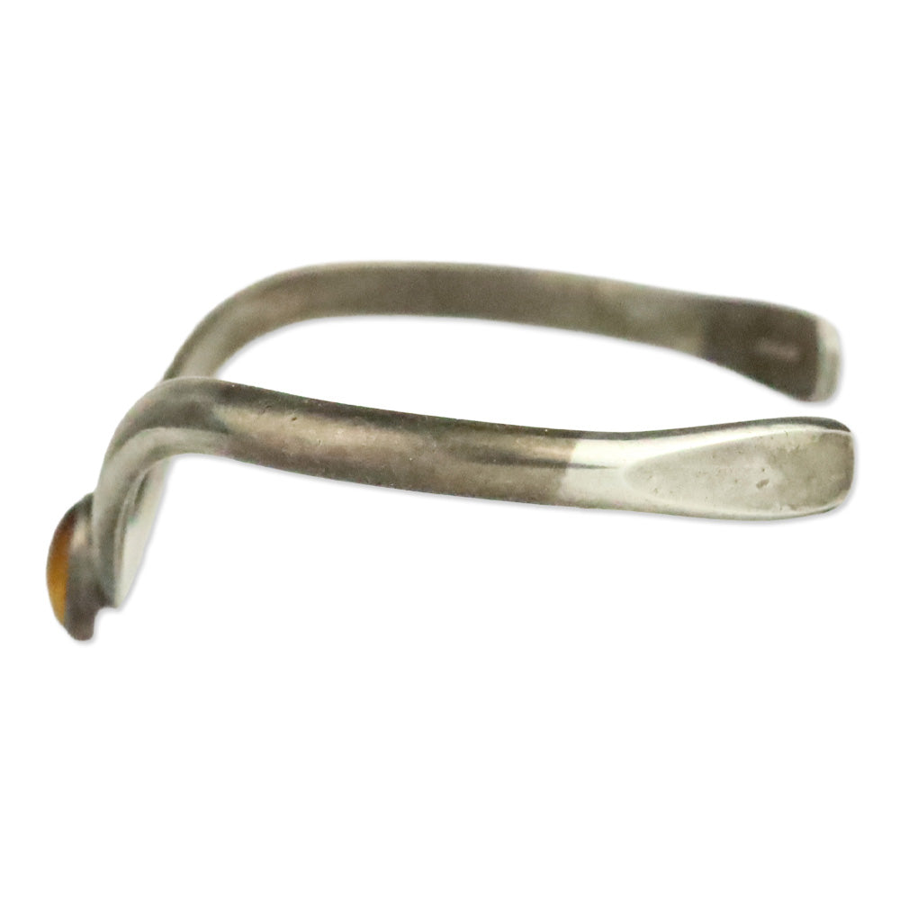 Oval Tigers Eye Sterling Silver Wave Cuff