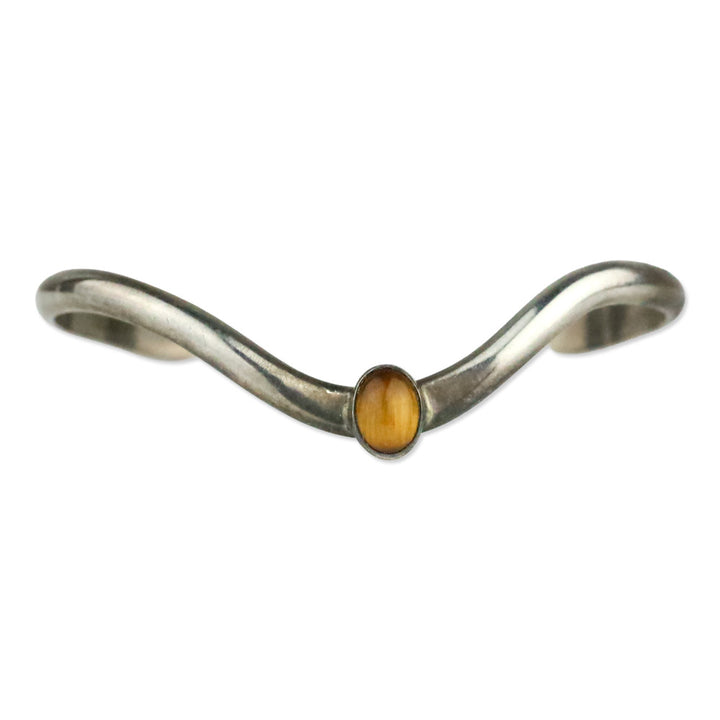 Oval Tigers Eye Sterling Silver Wave Cuff