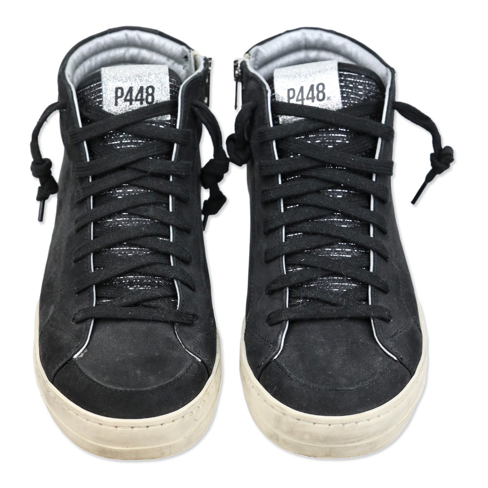 P448 Black Blitz Leather High Top Skate Sneakers