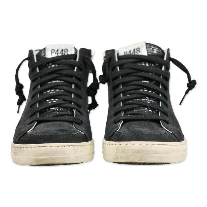 P448 Black Blitz Leather High Top Skate Sneakers