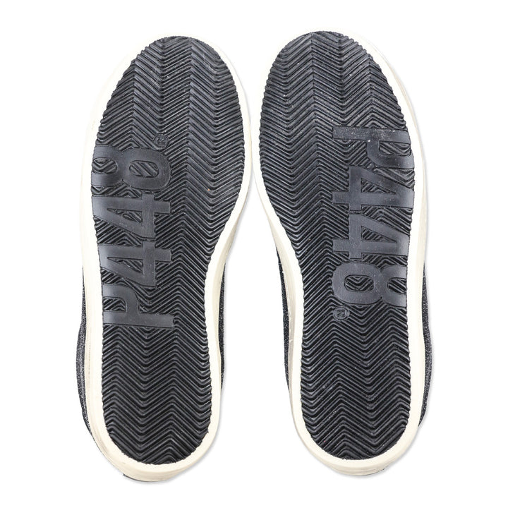 P448 John Black Glitter Gold Metallic Leather Low-Top Sneakers