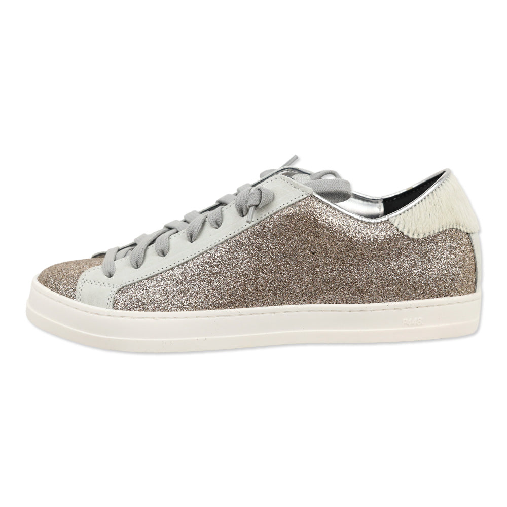 P448 John Gold Glitter Yeti Fur Low Top Sneakers